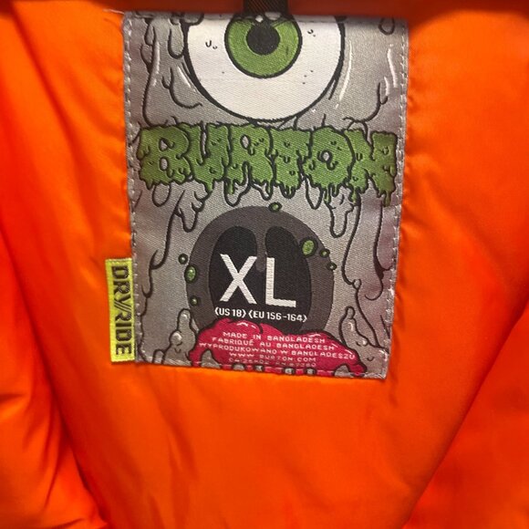 Burton Men XL Orange & Gray Jacket With Hood & Pockets - Picture 6 of 14